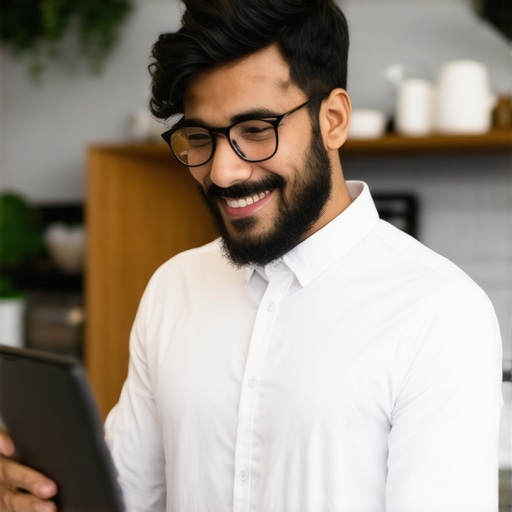 Business owner actively interacting with customers and managing digital marketing tools.