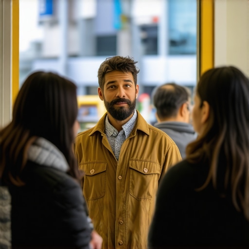 Business owner engaging with customers in a lively setting