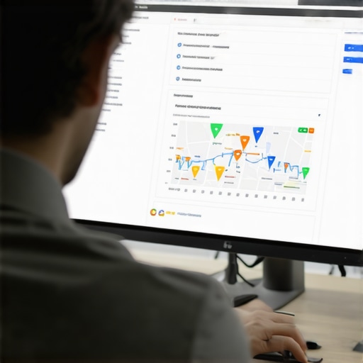 Expert analyzing local SEO strategies on a computer with charts and maps