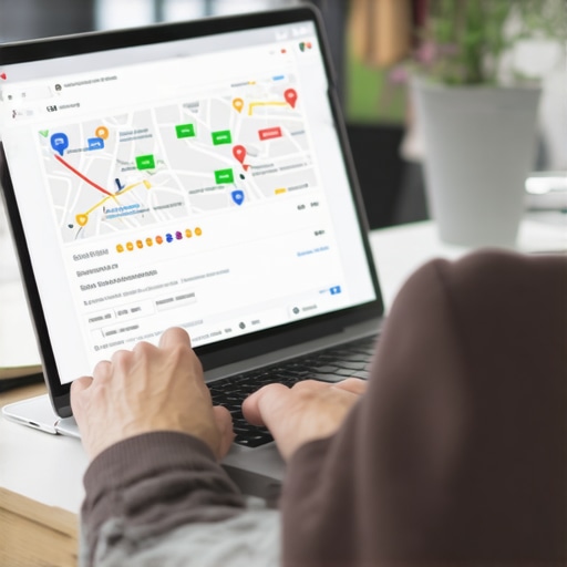 Person working on local business profile on Google Maps on laptop