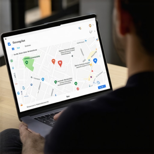 Business owner updating Google My Business profile on laptop