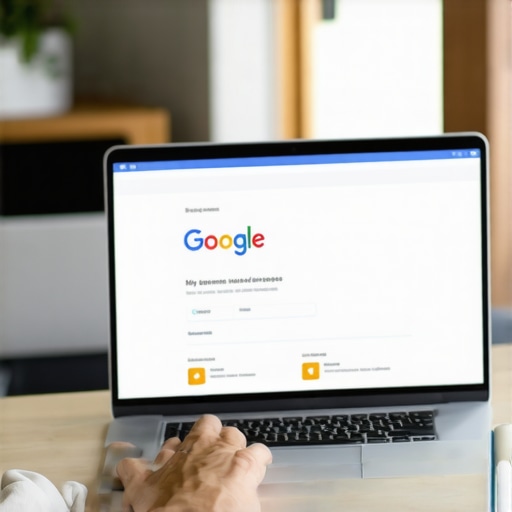 Business owner optimizing Google My Business profile on a computer.