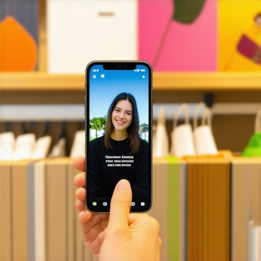 Customer giving a brief positive review on smartphone in store