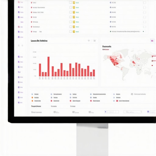 Local SEO Tools Dashboard Close-up of a digital marketing analytics dashboard showing rankings and review metrics for local SEO performance.