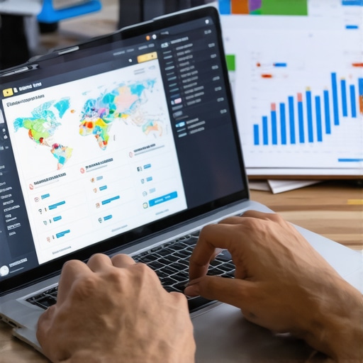 Monitoring Local SEO Success Individual reviewing local SEO metrics on a computer for Google Maps ranking maintenance