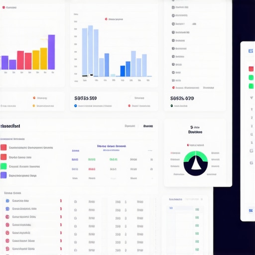 A person analyzing local SEO rankings on a digital dashboard with graphs and data