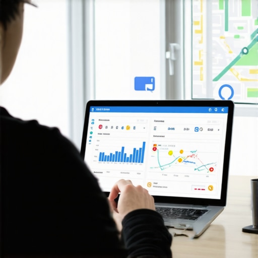 Person reviewing Google Maps ranking signals on a dashboard with charts