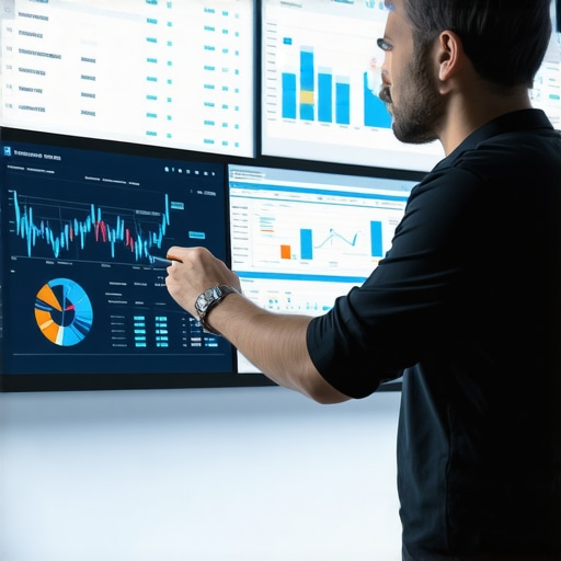 Technician updating storefront signage using analytics dashboards for local SEO