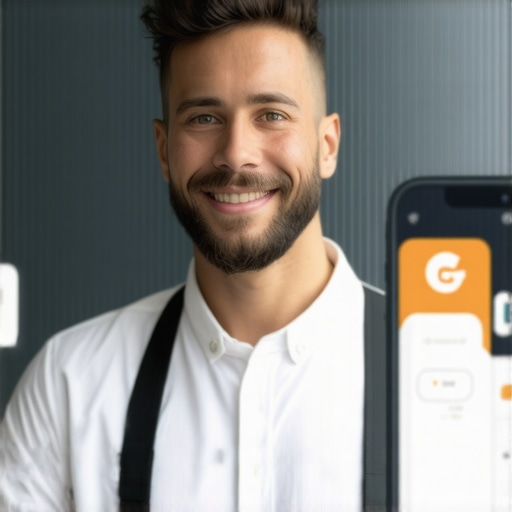 Business owner working on Google My Business profile with live interaction tools