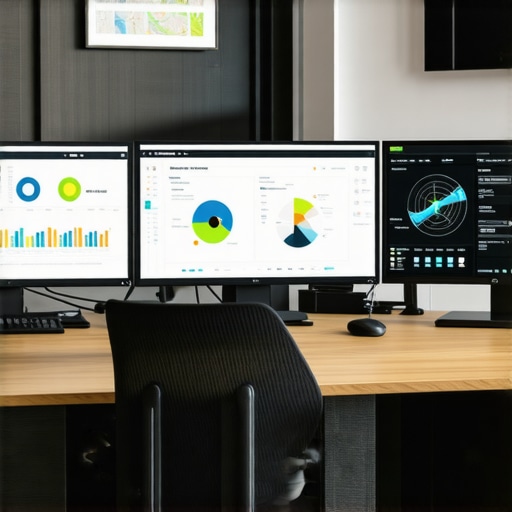 Workspace with advanced SEO tools displaying local map analytics and real-time data