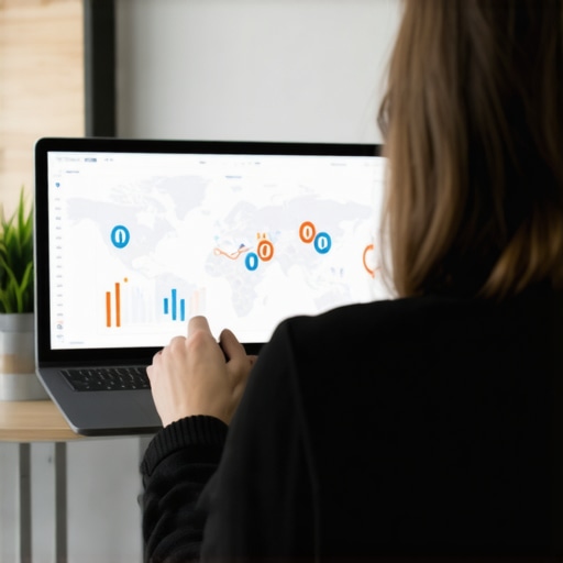 Optimizing Local Signals Person analyzing maps and data charts on a digital device