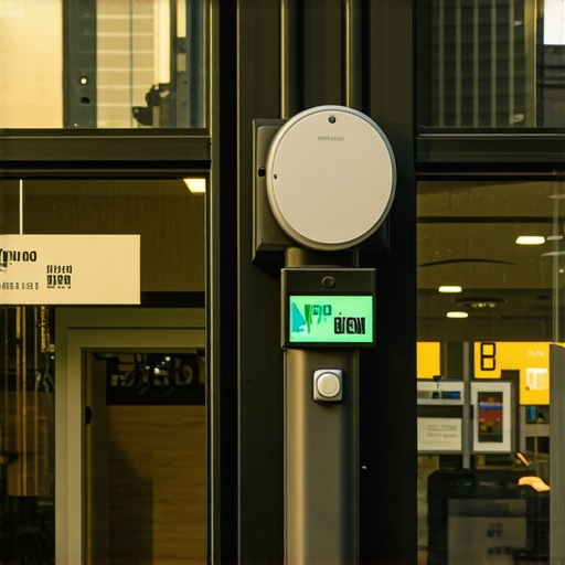 GPS sensors and mobile devices emitting live location data in front of a storefront