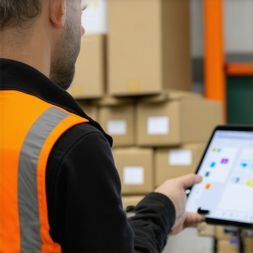 Business owner using sensors and dashboards for live inventory data