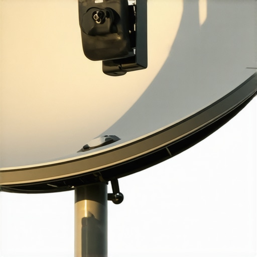 High-resolution image of a satellite dish mounted outdoors with a clear sky