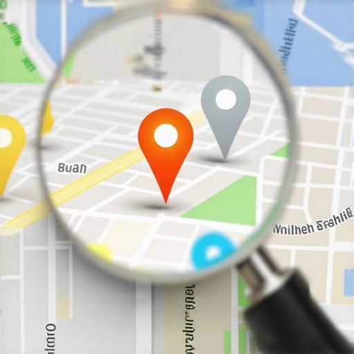 A conceptual image showing how business pins are filtered in Google Maps based on proximity and prominence.