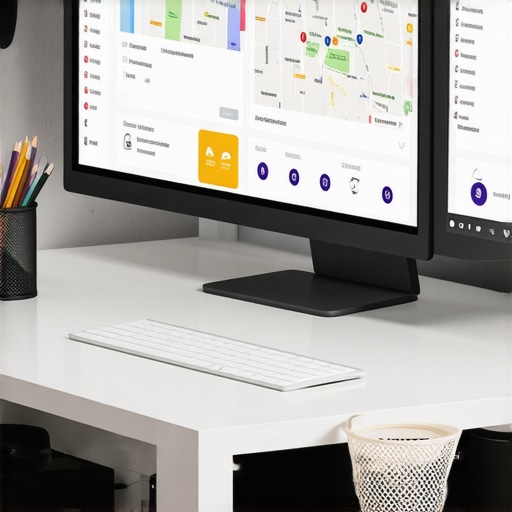 Digital SEO dashboard showing local pack tracking and competitor citation analysis tools on a desk.