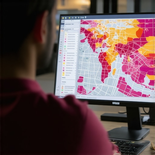 An SEO specialist reviewing local map rankings and search prominence on a desktop screen.