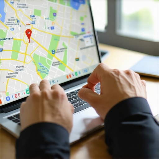 A person performing a digital audit of local business listings to fix map ranking errors.
