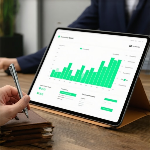 A tablet showing local map ranking improvements and analytics for business growth.
