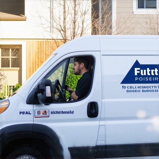 A real service van parked at a customer location providing authentic local signals for Google Maps.