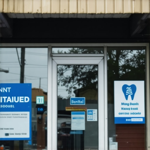 A real smartphone photo of a dentist office entrance showing local signage and storefront.