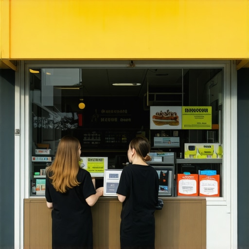 Local business team interacting with customers outside a physical storefront to prove local relevance.
