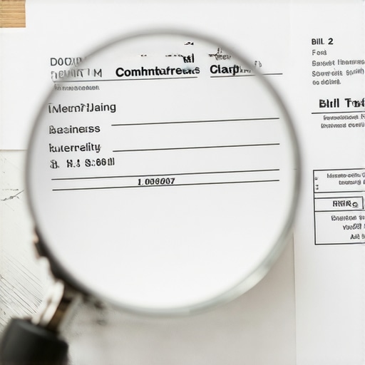Business Utility Bill for Google Verification A utility bill and a magnifying glass used for Google Business Profile verification.