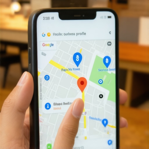 A person using their phone to interact with a local business profile on Google Maps.