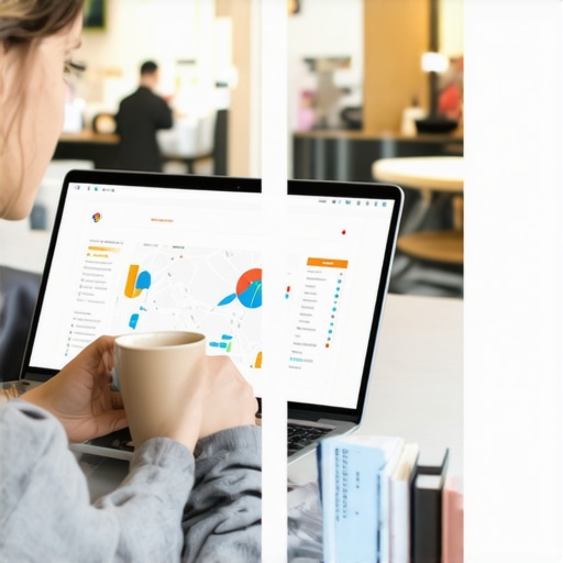Business owner monitoring google maps 3 pack rankings over coffee