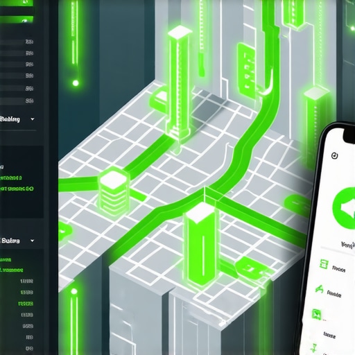 A high-tech digital dashboard tracking local search rankings and data signals for google maps boost.