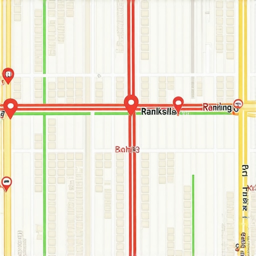 Visual representation of local search rankings across a city grid