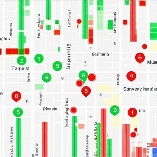 A visualization of local search rankings using a geo-grid tool to show block-by-block visibility.