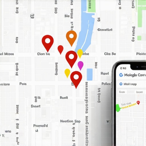 A map with a grid of ranking signals showing the proximity bubble effect for a local business on Google Maps.