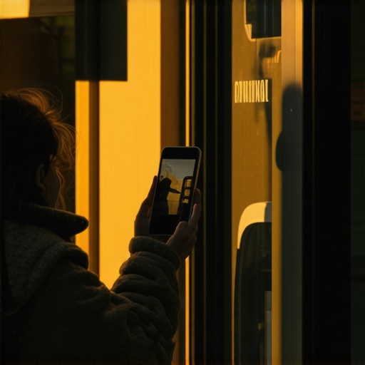 A business owner taking a photo of their storefront to improve local map rankings