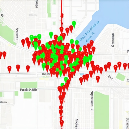 A map showing ranking positions across a city grid for local pack optimization
