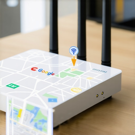 Digital representation of Wi-Fi signals and Google Maps pins for local business ranking.