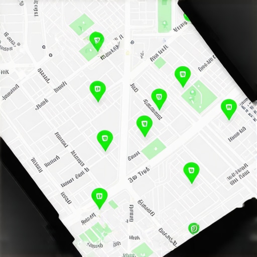 A digital map showing a successful local pack optimization strategy with high rankings across a specific geographic area.