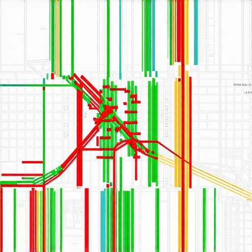 A visualization showing how local search rankings change based on the physical location of the searcher within a city.