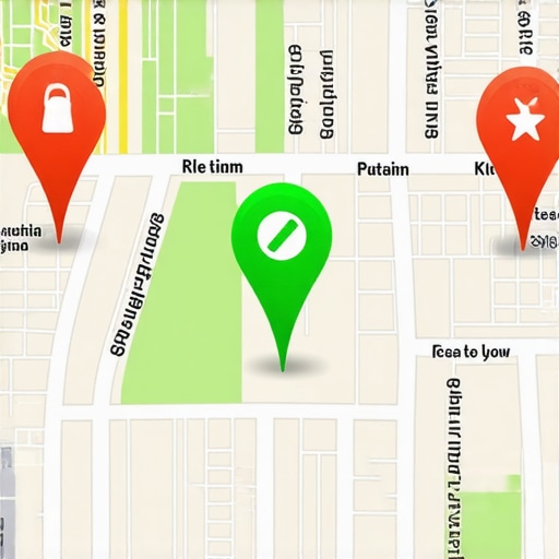 Digital map showing local 3-pack ranking signals and neighborhood data points.