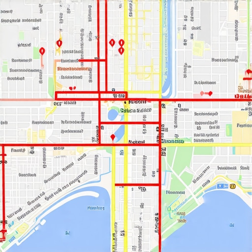 A map showing ranking positions across a city for local pack optimization