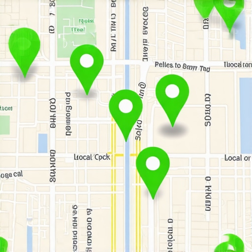 Local pack ranking heatmap showing business visibility across a city