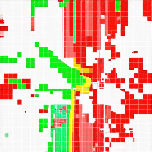 A heatmap showing fluctuating local pack search rankings on a city map.