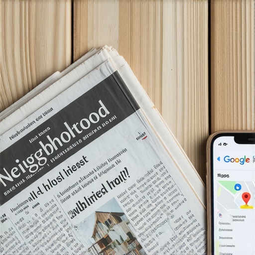A local newspaper and a smartphone showing a top 3-pack ranking on Google Maps.