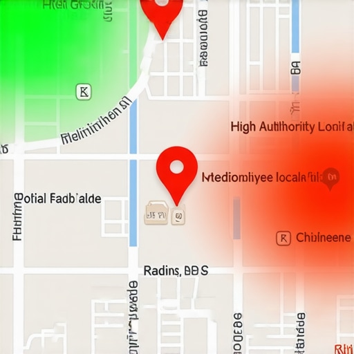Diagram showing how a smaller service radius improves local pack ranking compared to a large, diluted radius.