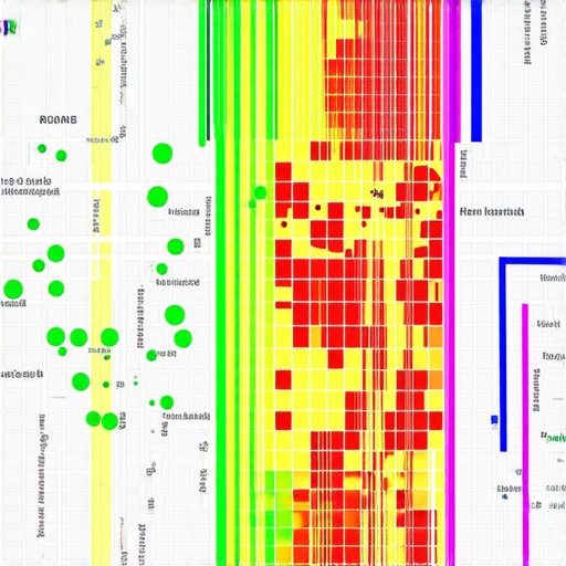 Visual representation of local search rank volatility across a specific city neighborhood