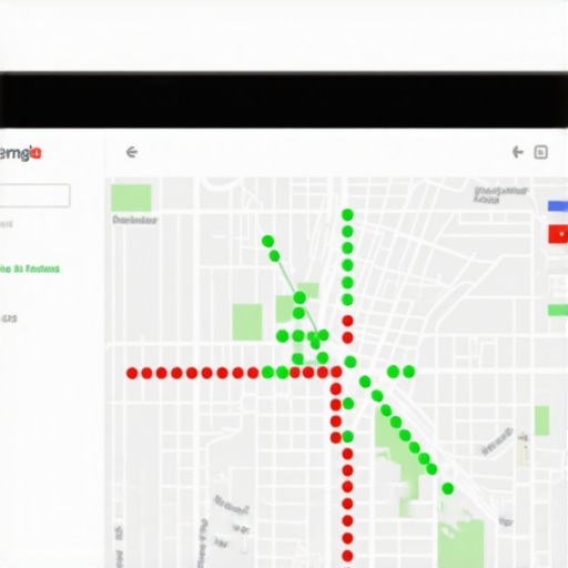 A detailed local search grid map showing ranking positions across a city.