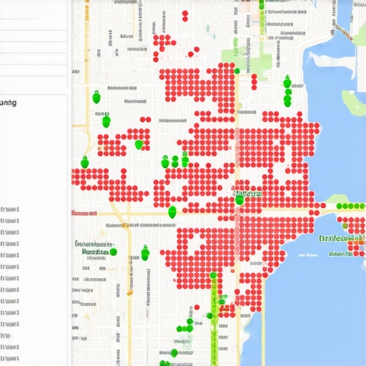 A visual local ranking grid showing search visibility across a geographic area.