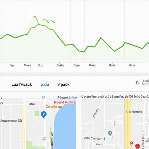 Local SEO Audit Dashboard A digital dashboard showing local map ranking improvements and data audit metrics.