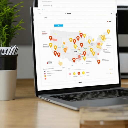 A laptop showing a local SEO map audit for 3-pack ranking optimization.