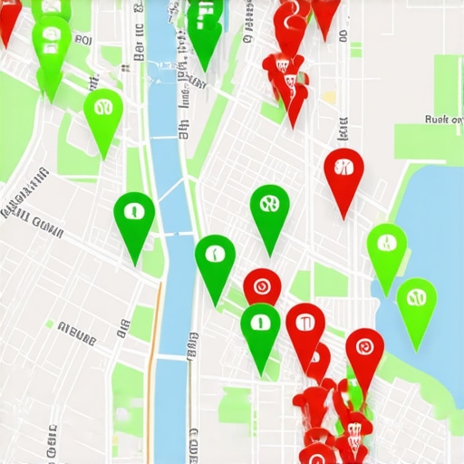 A visualization of local search rankings using a geo-grid tool to monitor 3-pack performance.
